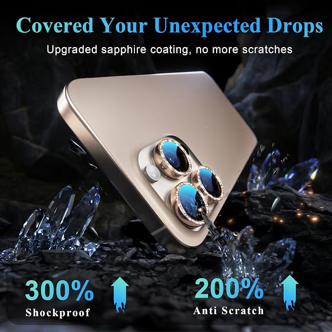 YWXTW Designed for iPhone 16 Pro/iPhone 16 Pro Max Camera Lens Protector Bling - Image 3