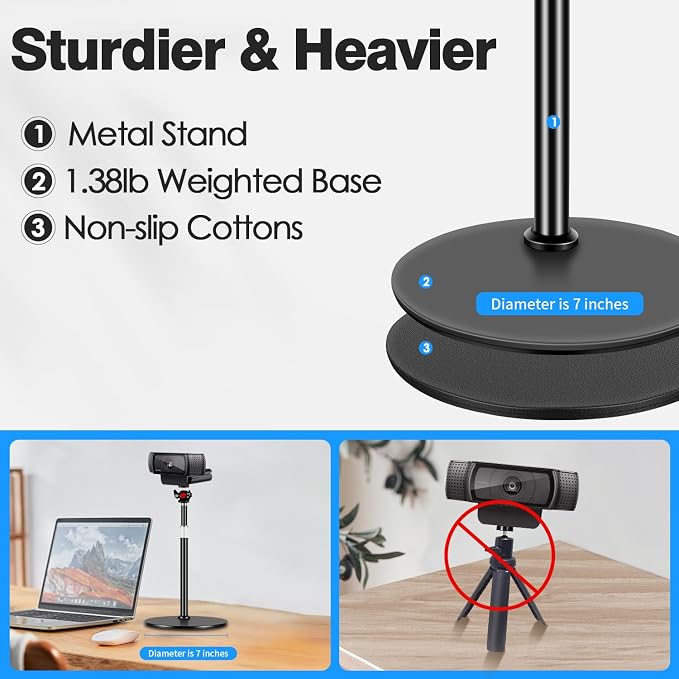 Webcam Tripod Stand for Desk: Webcam Stand for Logitech Brio | C920 | C922 | - Image 5