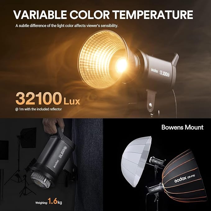 Godox SL100Bi 100W Bi-Color LED Video Light – 32, 100 Lux@1M, 2800K-6500K - Image 4