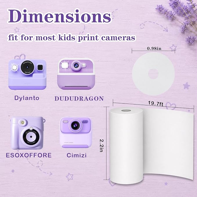 6 Rolls Kids Camera Instant Print Paper Refill-Popikcal Thermal Printer Camera - Image 2