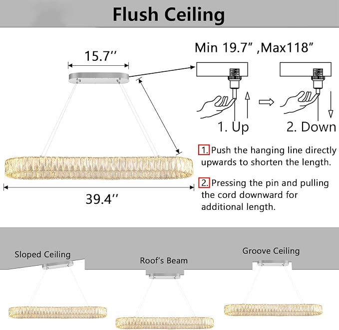 HAIXIANG LED Long Chandeliers for Dining Table Modern Chandelier Dimmable - Image 2