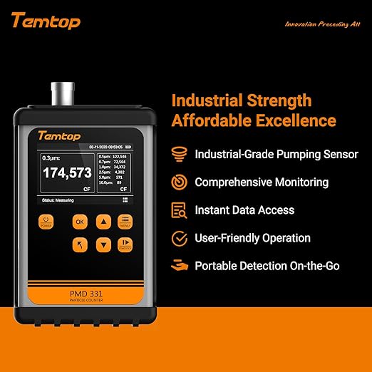 Temtop PMD331 Professional Particle Counter, 7-Channel Handheld Laser Dust - Image 2