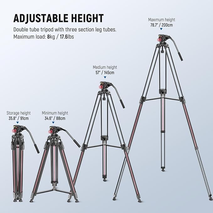 NEEWER LL38 79"/2m Video Camera Tripod - Image 2