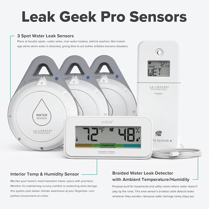 Leak Geek Pro Wi-Fi Alert System: Bridge Gateway, 3 Water Spot Detection Sensors - Image 5