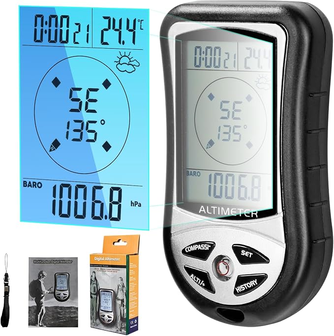 Multifunction Digital Altimeter, Digital Compass, Hiking Thermometer 8 in 1 by Unknown