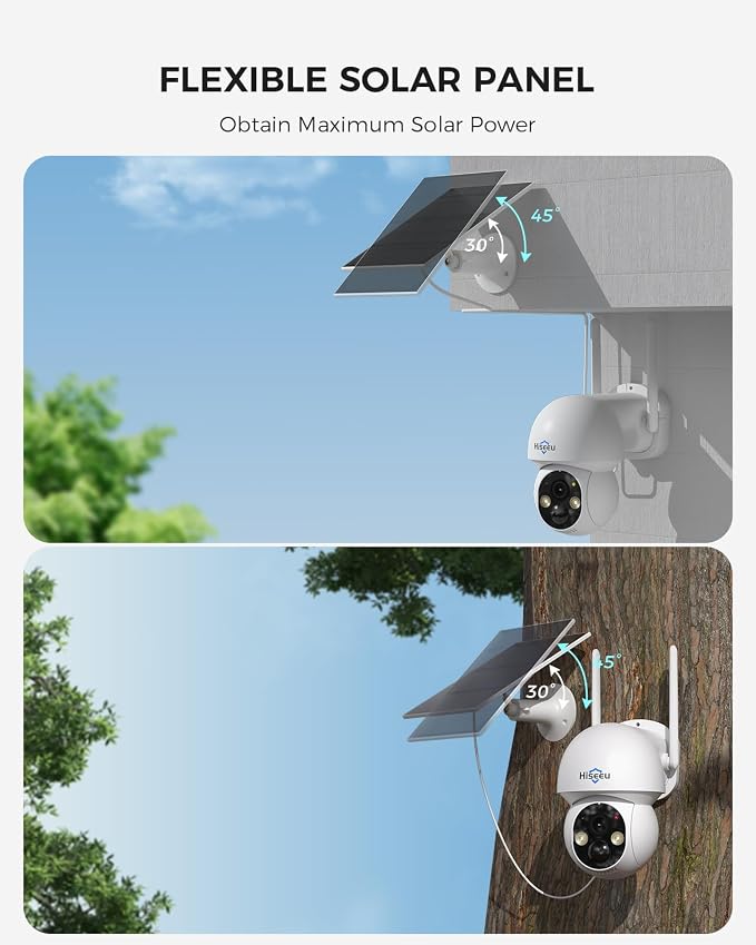 Hiseeu Solar Camera Wireless Outdoor, 4MP 8-Cam Kit, Pan-Tilt 360° View - Image 4