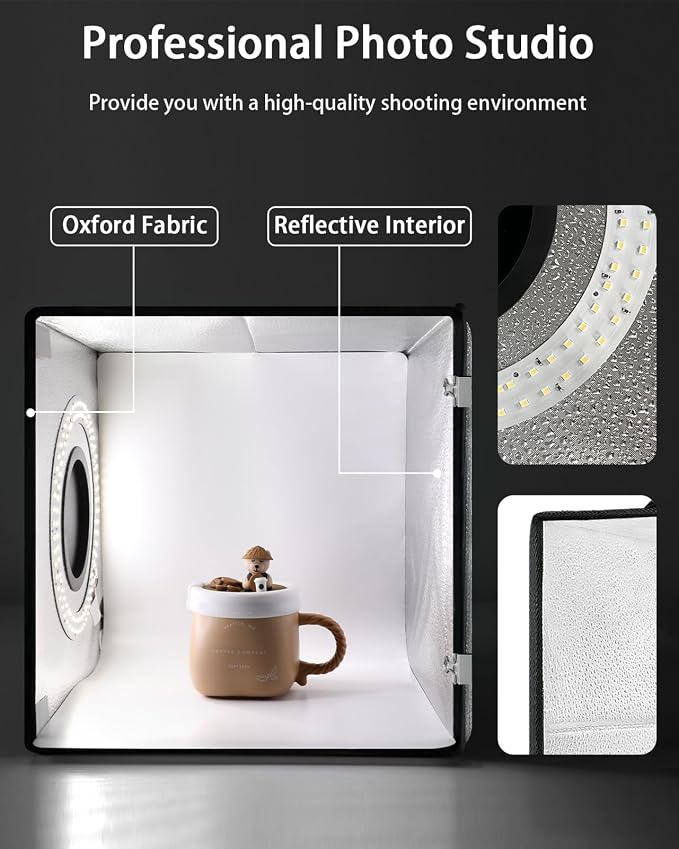 DUCLUS Light Box Photography, Portable Photo Studio Booth Box, 6 Backdrops - Image 2
