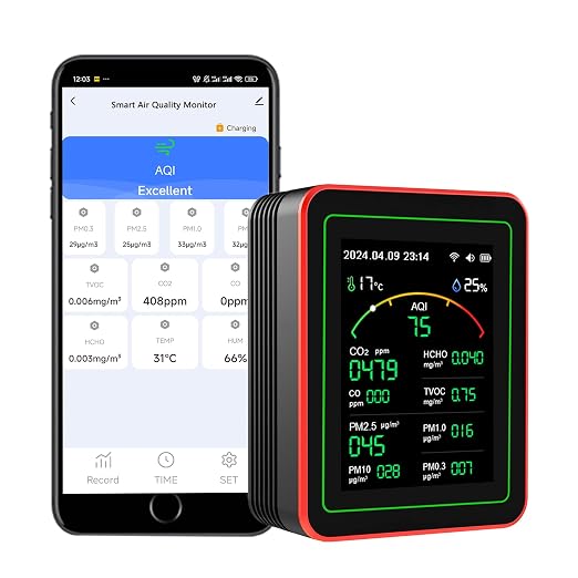 Smart Air Quality Monitor Indoor: WiFi Air Quality Tester, 15-in-1 Air Quality by GaoducashforSmartLife