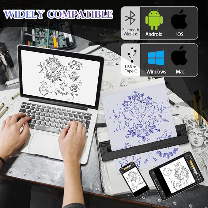 Wireless Tattoo Stencil Printer, Portable Bluetooth Thermal Tattoo Printer - Image 6