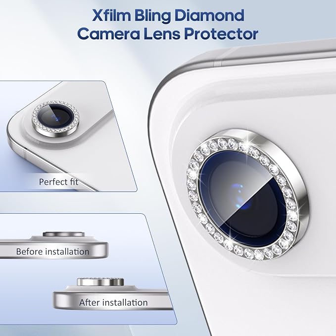 for iPhone 17 Air Camera Lens Protector Bling, Individual Diamond Metal Ring - Image 5