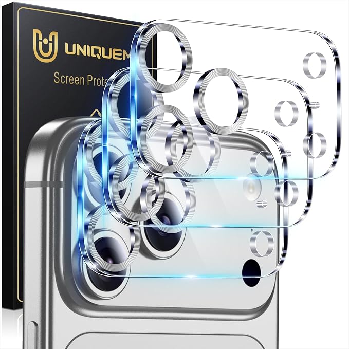 UniqueMe Compatible for 3 Pack iPhone 17 Pro Camera Lens Protector by UniqueMe