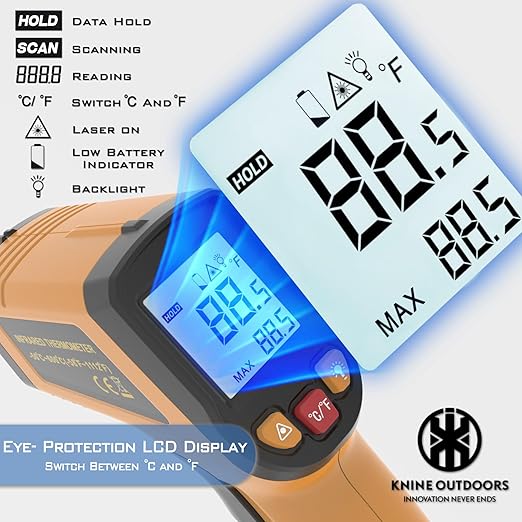 KNINE OUTDOORS Infrared Thermometer Laser Temperature Gun, -58℉ to 1112℉ - Image 2