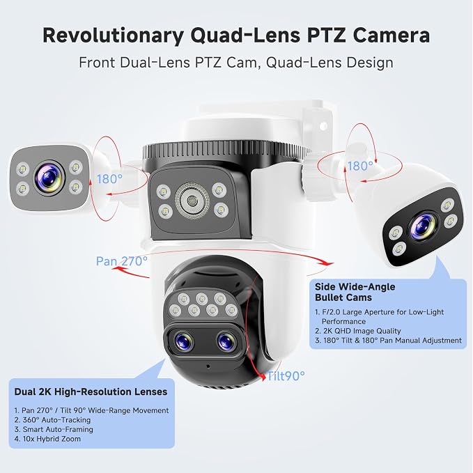 VSTARCAM 4-Lens Security Cameras Wireless Outdoor, 2K 360° PTZ Plug-in Outdoor - Image 3