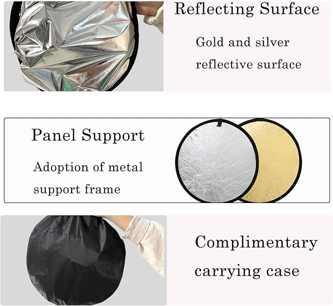 2-in-1 Photo Reflector Fill Light Soft Light Collapsible Reflector 12" 30cm - Image 5