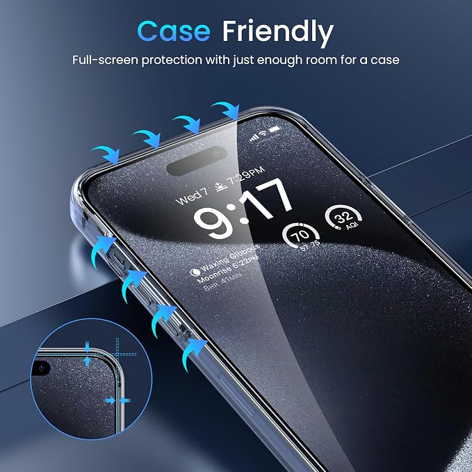Fotbor [3+3 Pack for iPhone 15 Pro Max Screen Protector - Image 9