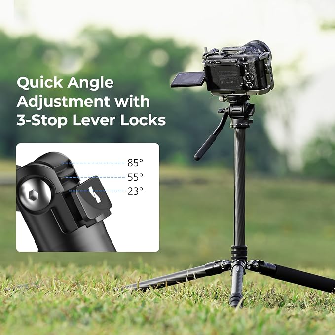 SmallRig CT150 Carbon Fiber Travel Video Tripod, 61.8'' Max Load 3kg / 6.6lb - Image 7