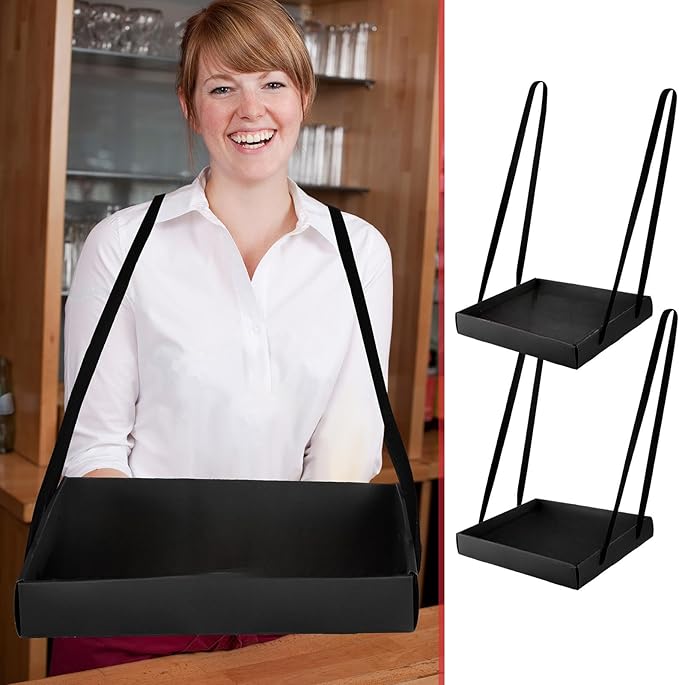 Junkin 2 Pcs Snack Trays with Strap Wearable Party Serving Tray Foldable - Image 5