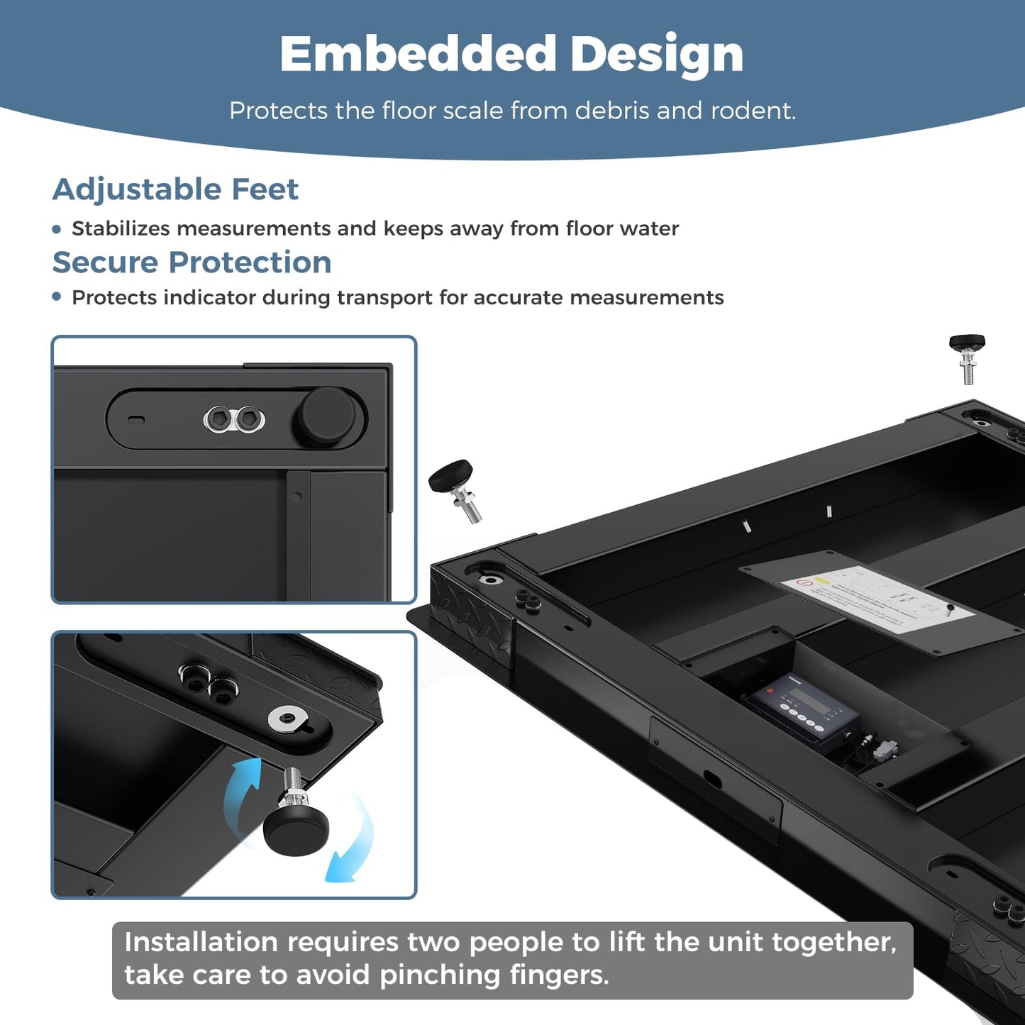 48"x48" Industrial Floor Scale, Professional Platform Scale with Digital Indicator, Weighing Scale for Warehouse Shipping and Industrial Use, 10000 lb x 1 lb, Black