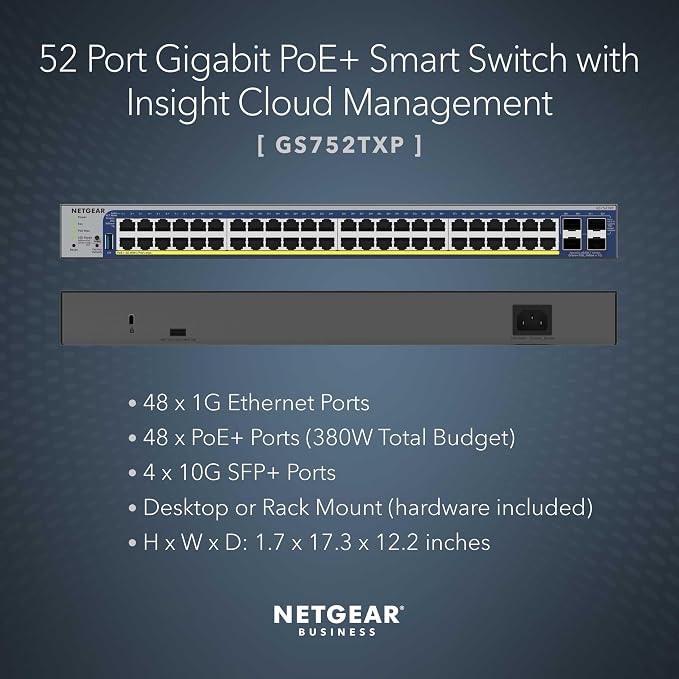 NETGEAR 52-Port PoE Gigabit Ethernet Smart Switch- Managed, - Image 2