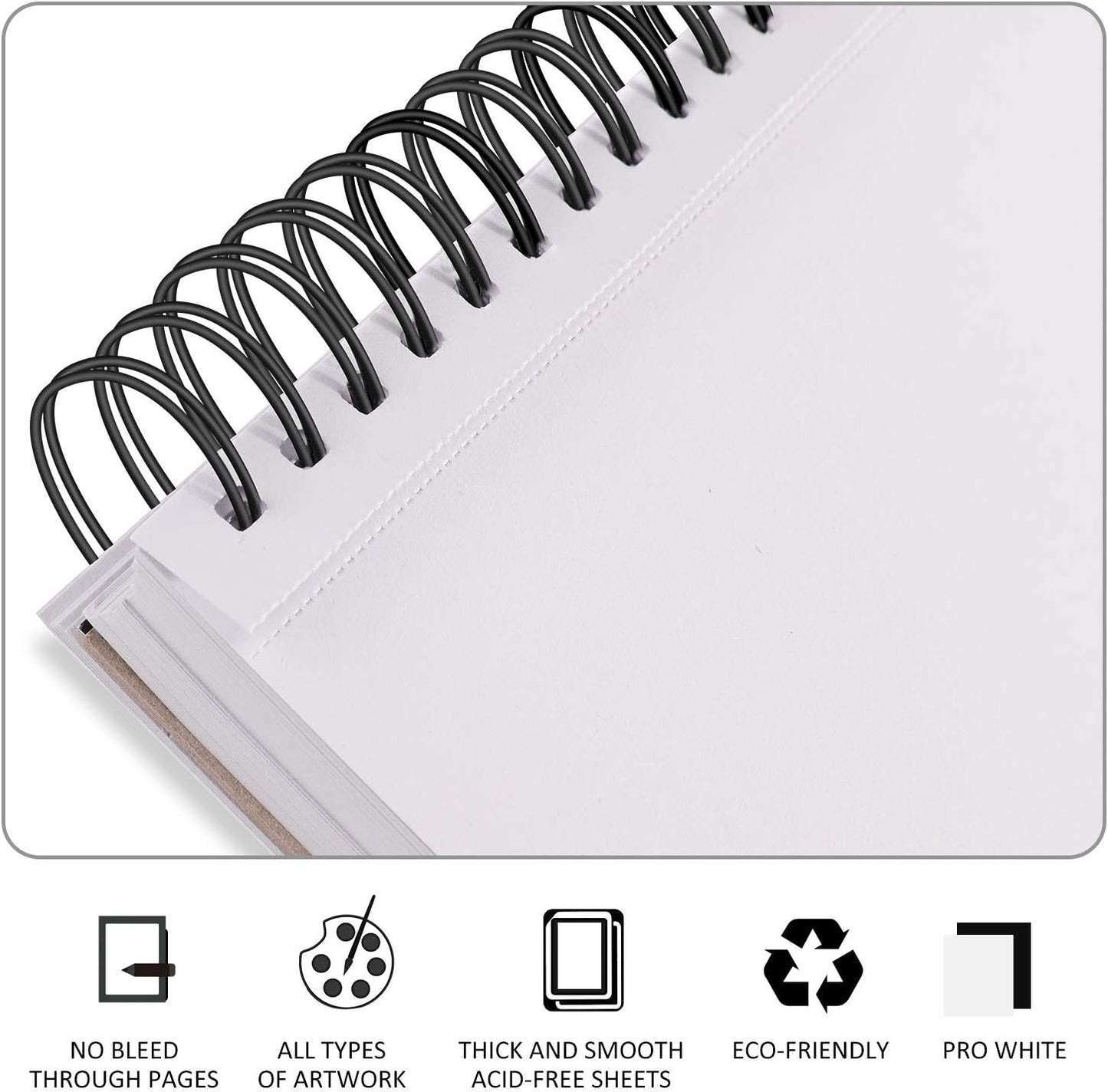 Bachmore Drawing Pad 5.5‘’X8.5''(98lb/160g) 100 Sheets Mixed Media, Watercolor, Acrylic Art Pad for Sketching, Ink Sketchbook, Coloring in Multi-Media Top Spiral Notebook, Micro-Perforated