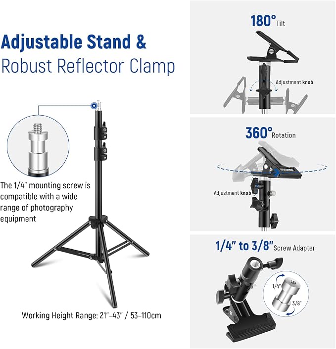 NEEWER 43"/110cm Light Reflector Kit, 5 in 1 Collapsible Round Reflector - Image 7
