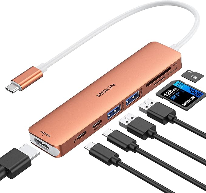 USB C Hub HDMI Adapter for MacBook Pro/Air, MOKiN 7 in 1 USB C Dongle by MOKiN