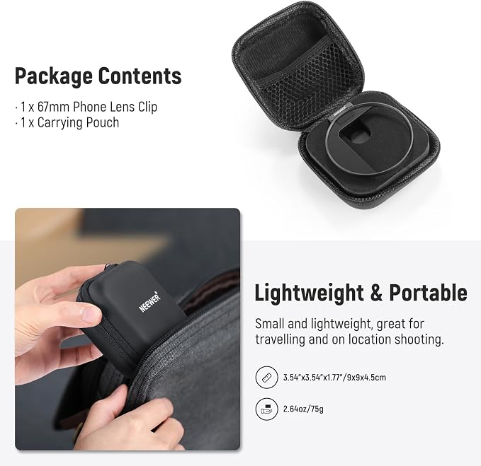 NEEWER 67mm Phone Filter Mount, Adjustable Threaded Lens Filter Clip - Image 8