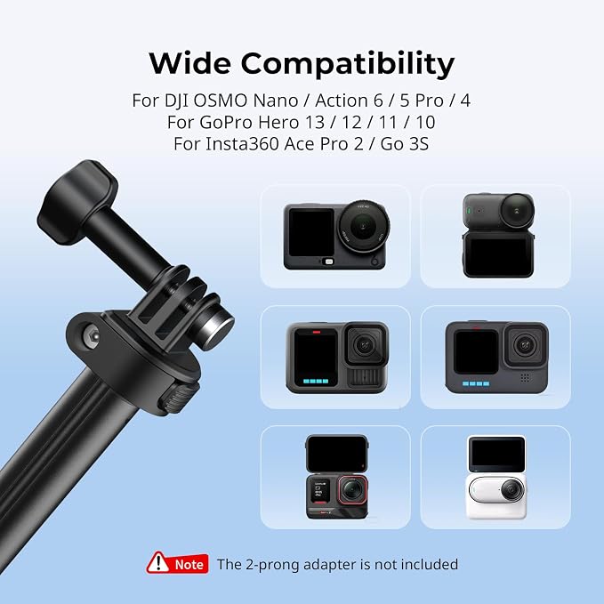 SmallRig 2-in-1 Selfie Stick Tripod, 7.1-20.5in Extendable, Support Horizontal - Image 9