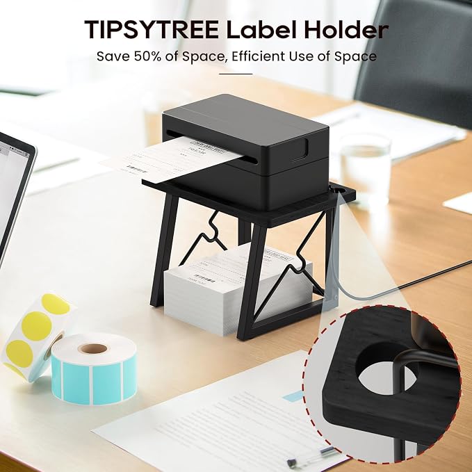 Label Holder for Rolls and Fan-fold Labels, Wooden Label Stand for Shipping - Image 3