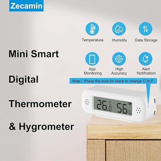 Smart Digital Thermometer Hygrometer, WiFi Indoor Temperature Humidity Sensor - Image 2