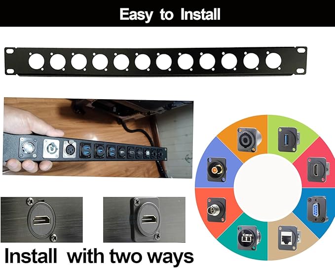 XLR HDMI Audio Rack Mount Panel, Hinged D-Series Punched Metal HDMI Rack Mount - Image 3