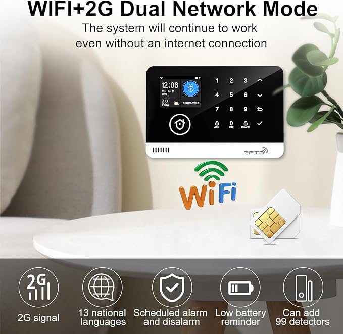 Home Alarm System with Camera, 23 Pieces Wireless WiFi/GSM SMS Home Security - Image 3