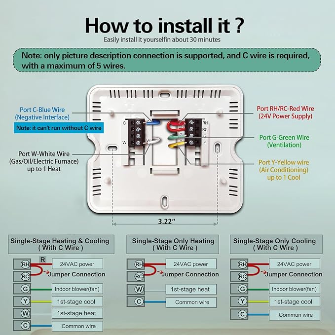 WiFi Thermostats for Home Smart Thermostat Single-Stage 1Heat/ 1Cool, APP - Image 5