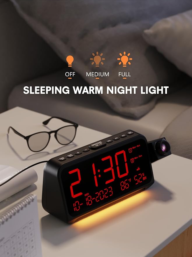 Projection Alarm Clock for Bedroom Ceiling, Digital Clock Projector - Image 7