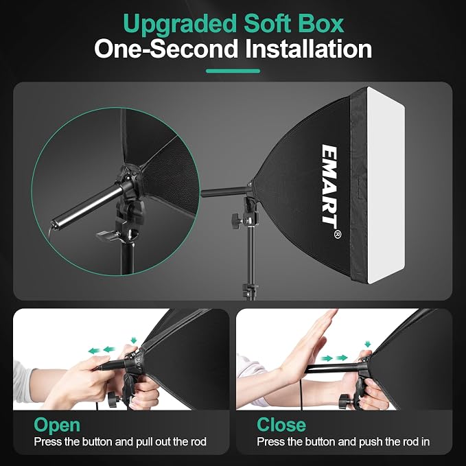 EMART Softbox Photography Lighting Kit, 50W 3000K-6000K LED Bulb - Image 2