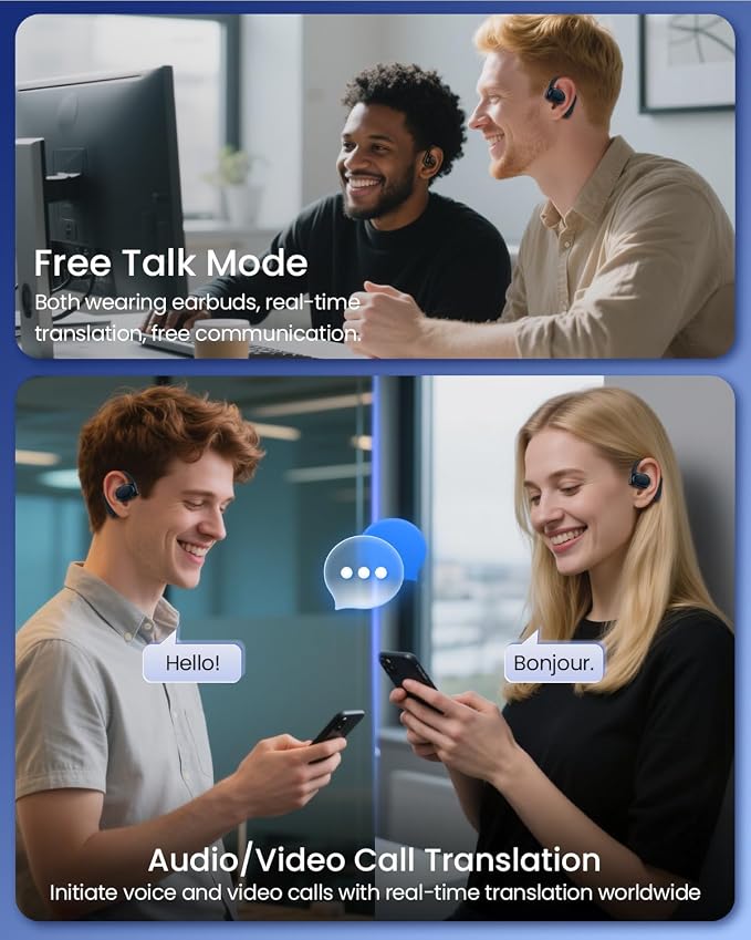 AI Translation Earbuds Real Time 164 Languages 80H Playtime Translator Ear Buds - Image 3