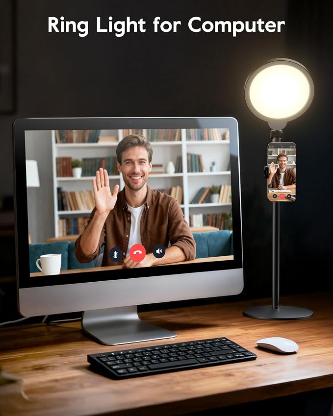 Dimmable Ring Light with Stand for Desk, Adjustable Desk Light for Video - Image 9