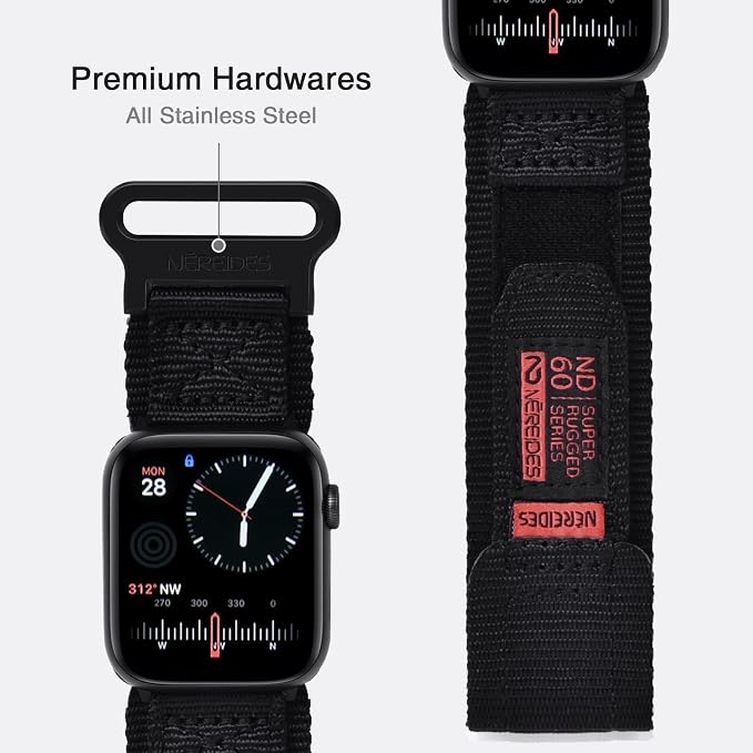 Nereides Compatible with Apple Watch Band Ultra 3/2/1, Nylon Sports Strap with - Image 7
