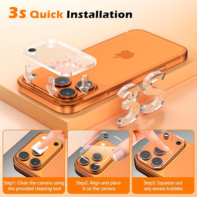 imluckies 3 Pack for iPhone 17 Max 6.9" Camera Lens Protector, HD Clear - Image 5