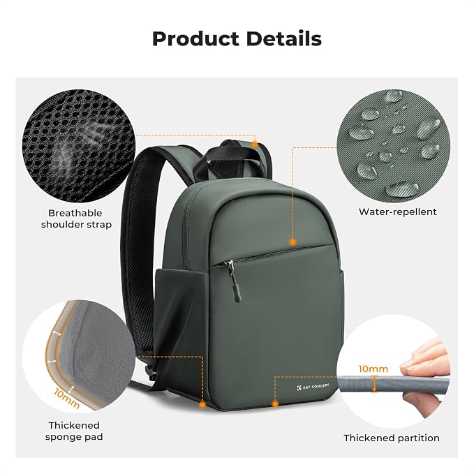 K&F CONCEPT Camera Backpack, Lightweight Camera Bag - Image 6