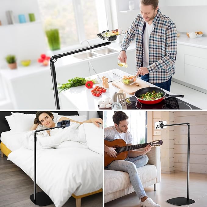 elitehood Floor Phone Stand Overhead Video Recording, 360 Degrees Swivel Tilt - Image 2