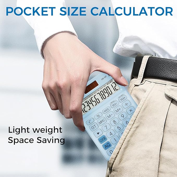 Pocket Small Size Desk Calculator, 12 Digit Large LCD Display, Basic Tax - Image 8
