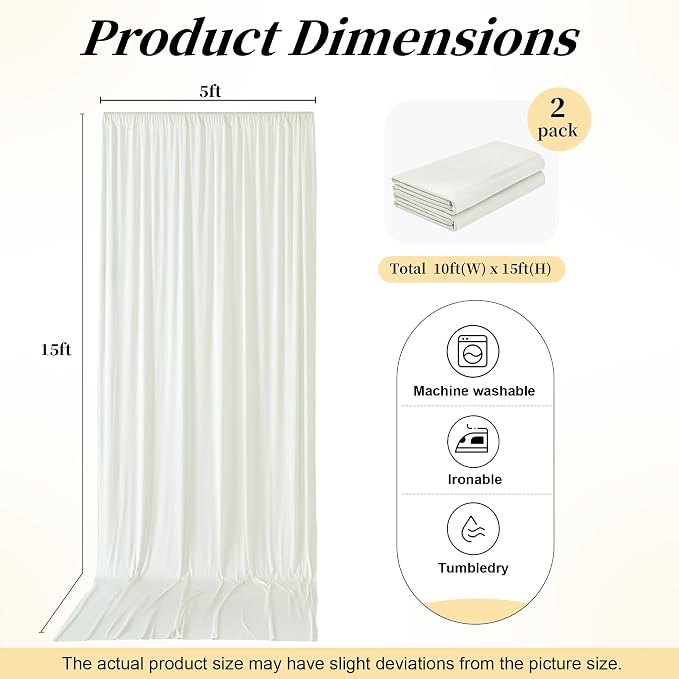10ft x 15ft Ivory Backdrop Curtains - Image 8