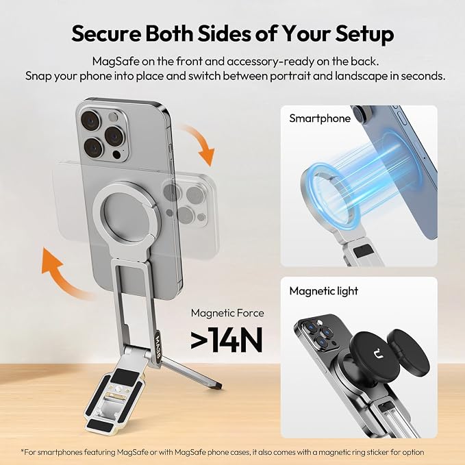 ULANZI Magnetic Phone Tripod for iPhone, MA38 Portable Phone Holder Mini Tripod - Image 7