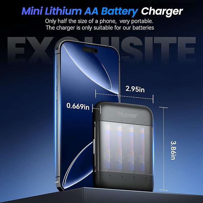 Mupoer Rechargeable AA Lithium Batteries - Image 3