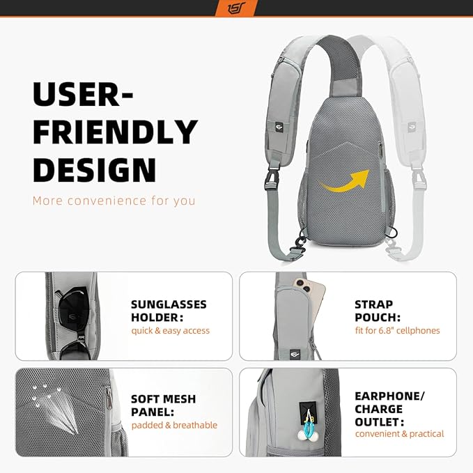 SKYSPER Sling Bag RFID Crossbody Sling Backpack Cross Body Shoulder Bag Travel - Image 4