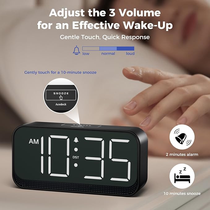 Acedeck Battery Operated Digital Clock: Cordless Small Alarm Clock - Image 6