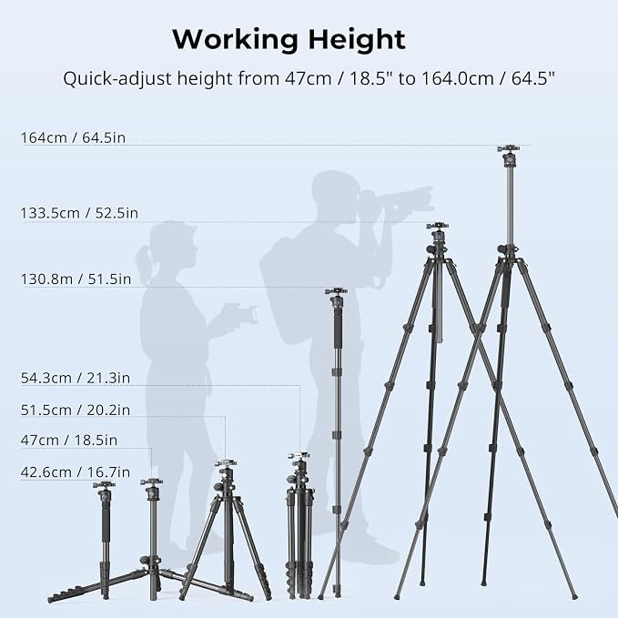 SmallRig CT25 64.5"/164cm Horizontal Overhead Tripod - Image 6