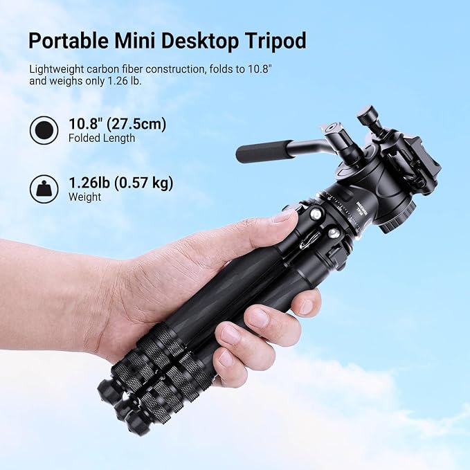 NEEWER Carbon Fiber Desktop Mini Tripod - Image 2