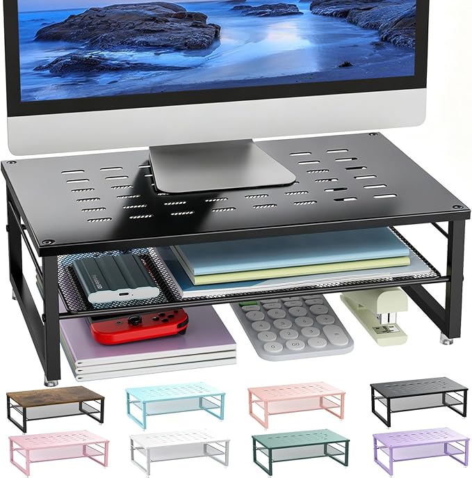 gianotter Desk Organizers and Accessories, 2-Tier Metal Monitor Stand Riser by gianotter